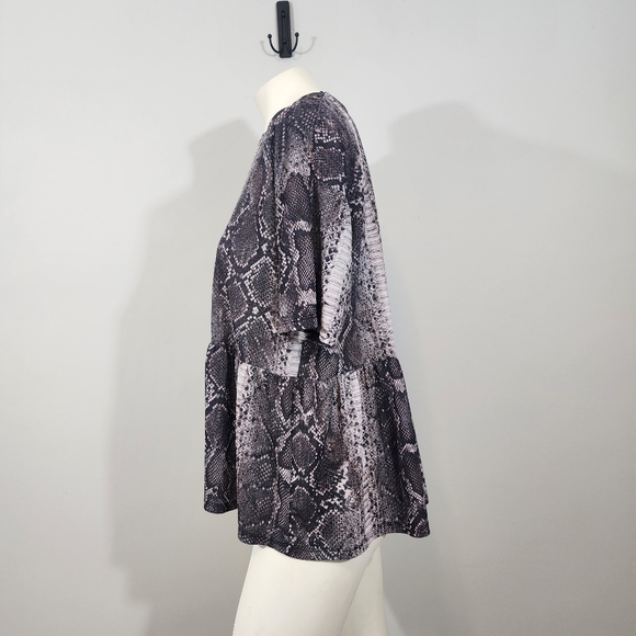 Zara Trafaluc Snakeskin Print Babydoll Tunic Top Women’s L Lightweight - Picture 10 of 12